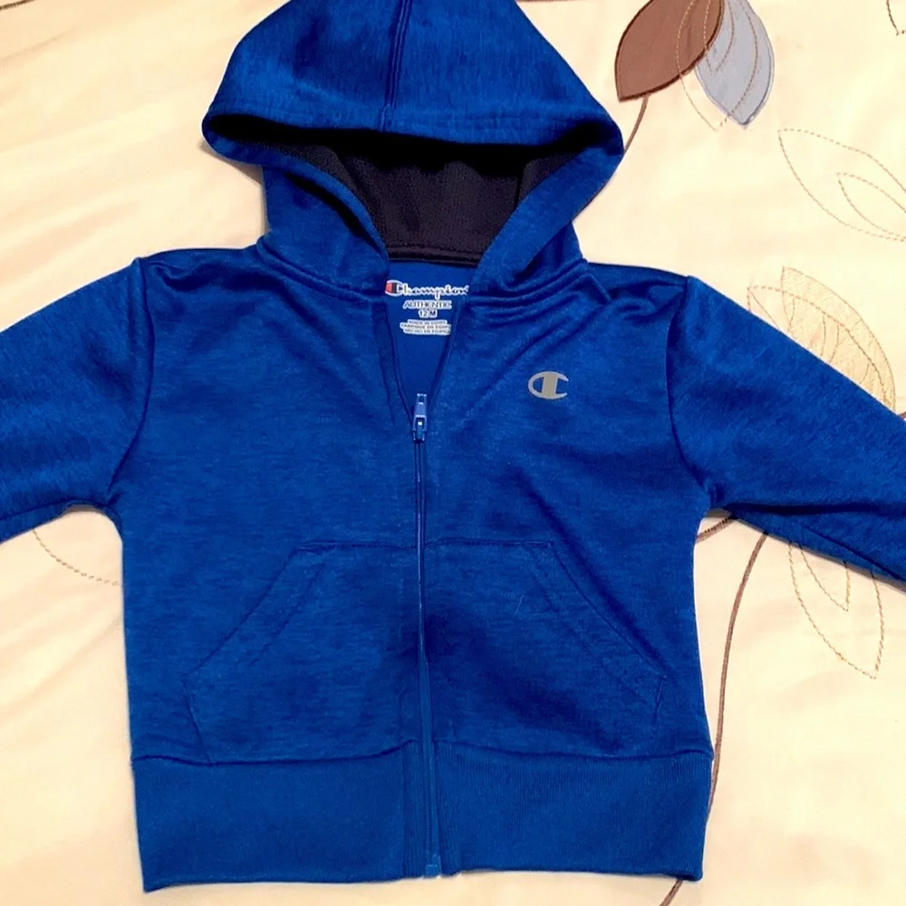 Champion 3 PC Set Long Sleeve Shirt, Blue Hoodie & Matching Pants 12 month